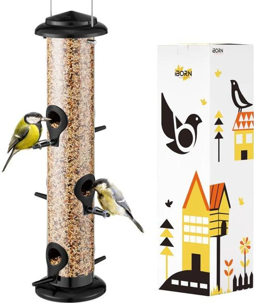Nichoir collectif en métal 35,6 cm noir à 6 trous pour petits oiseaux