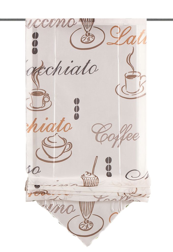 Bändchen Raffrollo Cafe creme Bändchenrollo ohne Bohren BxH 100x140cm