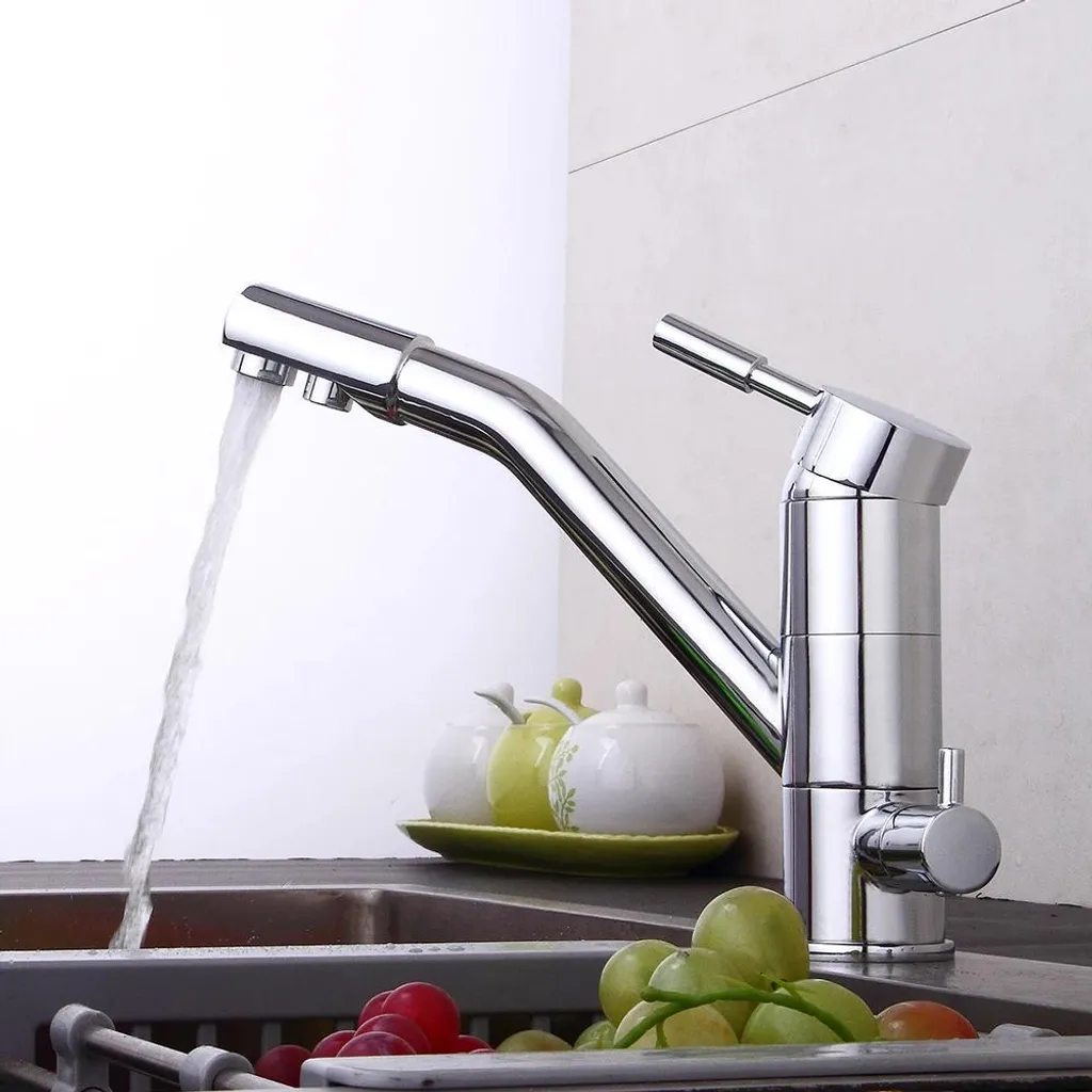 Miscelatore 3 in 1 Cucina Osmosi: Argento Chiaro Monocomando Girevole - 4