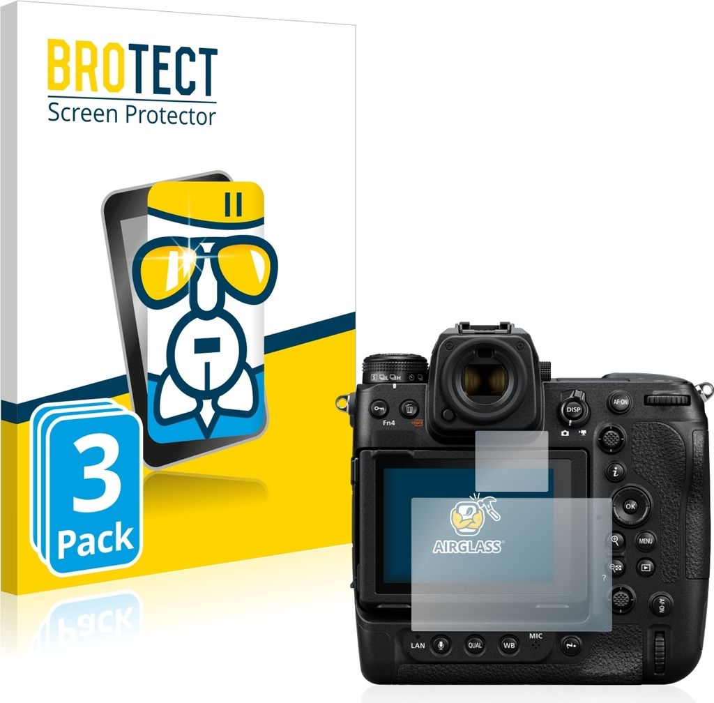 3x BROTECT Schutzglas für Nikon Z 9 (Display + Schulterdisplay) Schutzfolie Panzer Folie Glas Display Schutz klar
