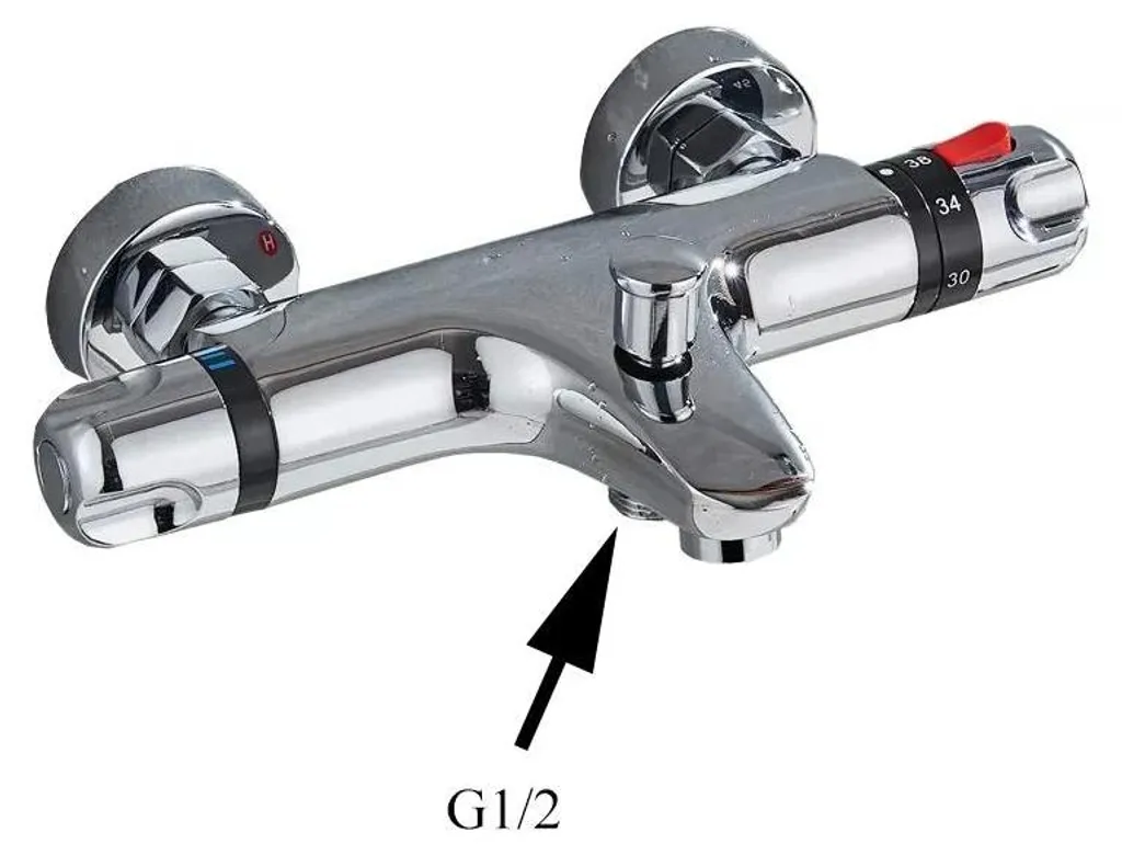 Robinet thermostatique baignoire gris clair - Régulation température stable