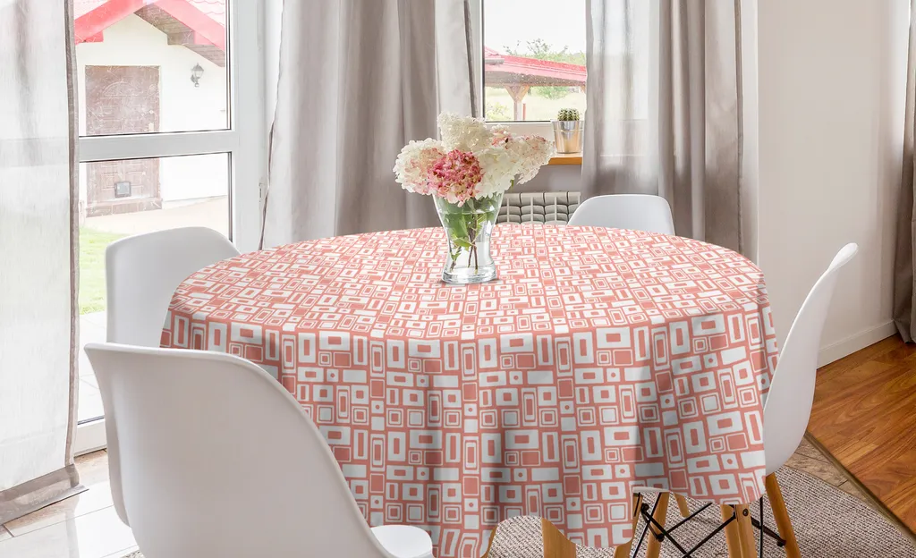 ABAKUHAUS Tovaglia Rotonda 150cm Rosa Cipria - Design Geometrico Moderno