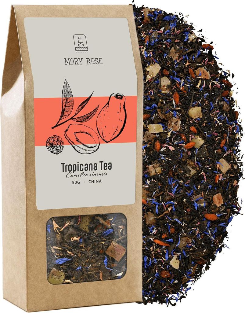 Mary Rose - PolyurethanErh Tee Tropicana 50g - Mit Papaya, Mango, Goji-Beeren - Exotisch, Belebend, Paradiesischer Genuss - Aus China