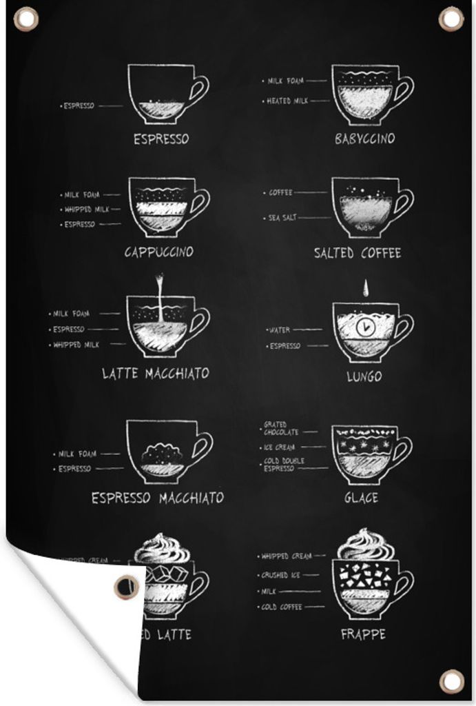 MuchoWow 40x60 cm Outdoor-Poster Gartendeko Sichtschutz Garten Poster für den Garten Kaffee - Küche - Milch