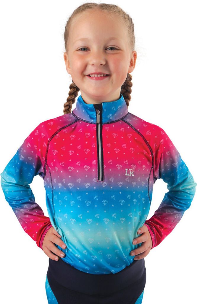 Little Rider - "Dazzling Diamond" Base Layer Oberteil für Kinder BZ5414 (104) (Petrol/Pink)