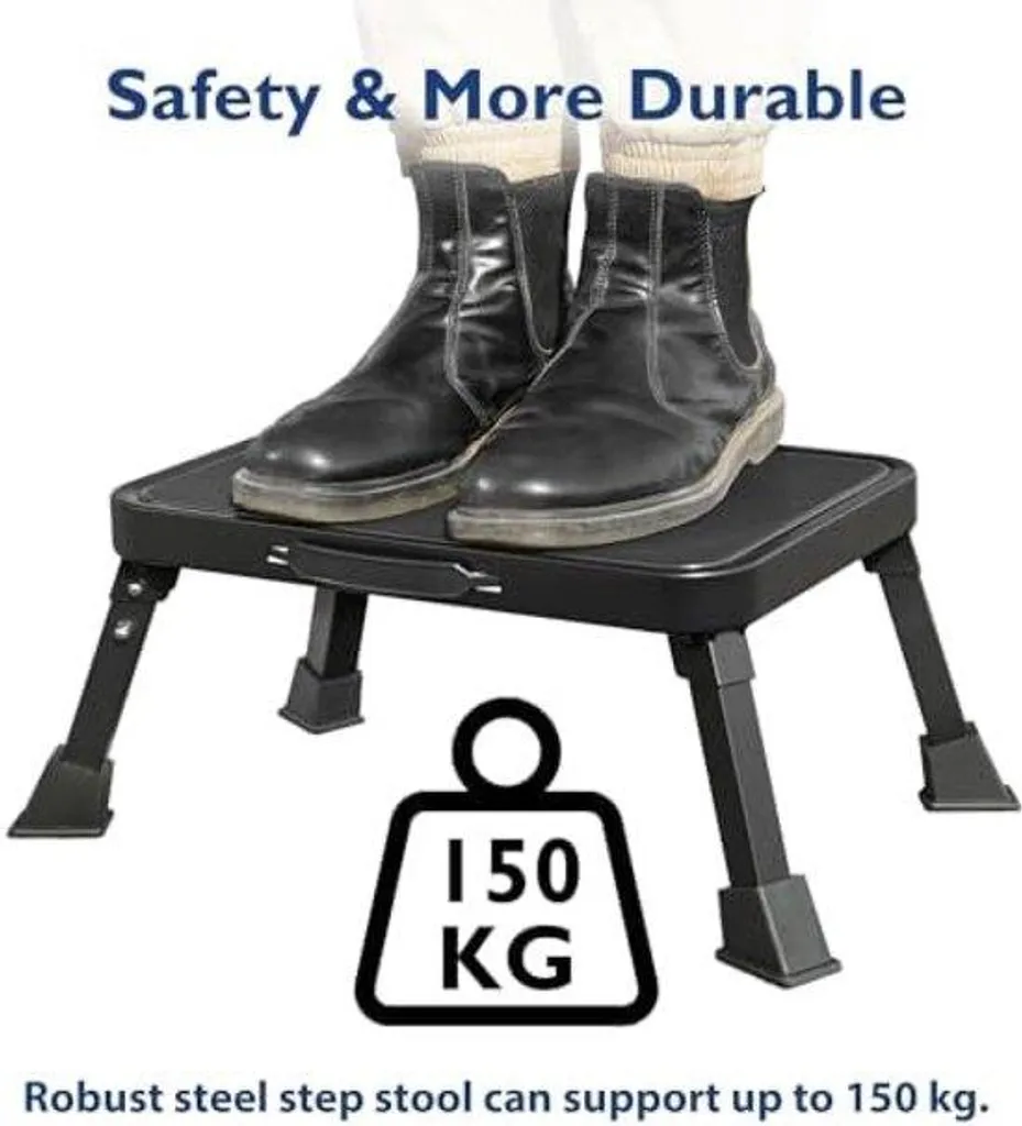 Tabouret pliable avec large marche antidérapante et métal renforcé