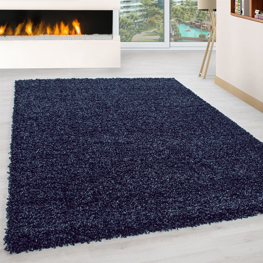 Life Shaggy teppich hochflor rechteckig 140x200cm navy blau