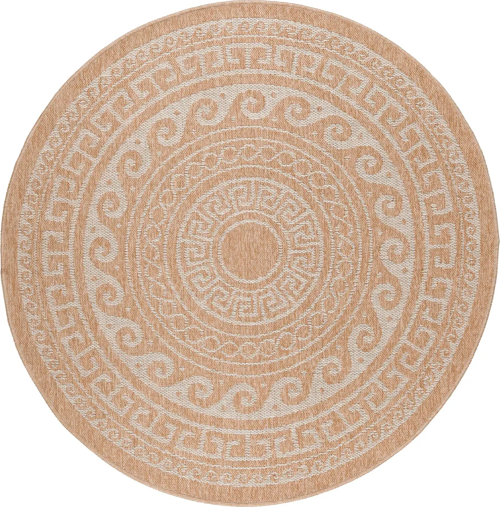 Teppium Tapis Rond Beige 120 cm Effet Sisal Naturel pour Intérieur Extérieur