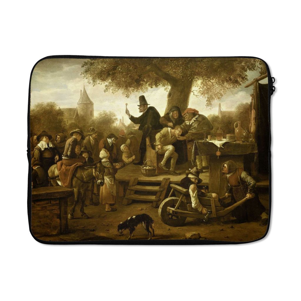 MuchoWow Laptop Hülle 15 Zoll Der Quacksalber (Die Peinlichkeit) - Jan Steen Laptoptasche - Laptoptasche - Sleeve - Rundum-Schutz