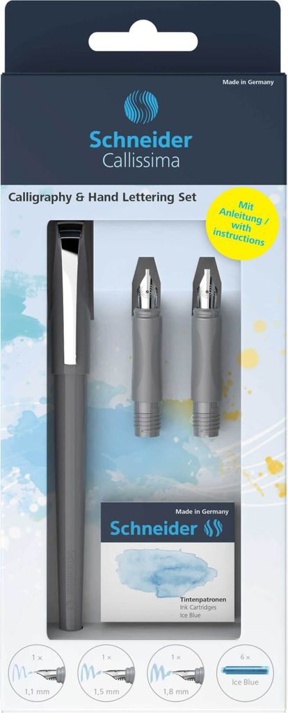 Schneider Geschenkset Füller Callissima kiesel, je 1xVorderteil, 6xPatronen