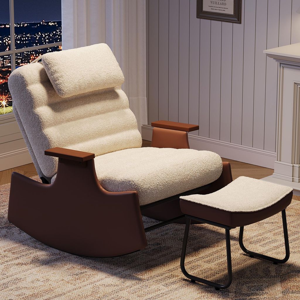Fauteuil à bascule UnboxG avec repose-pieds, fauteuil relax Image du produit 