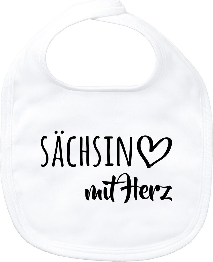 Huuraa Baby Lätzchen Sächsin mit Herz White Klettverschluss Baumwolle Latz Geschenkidee