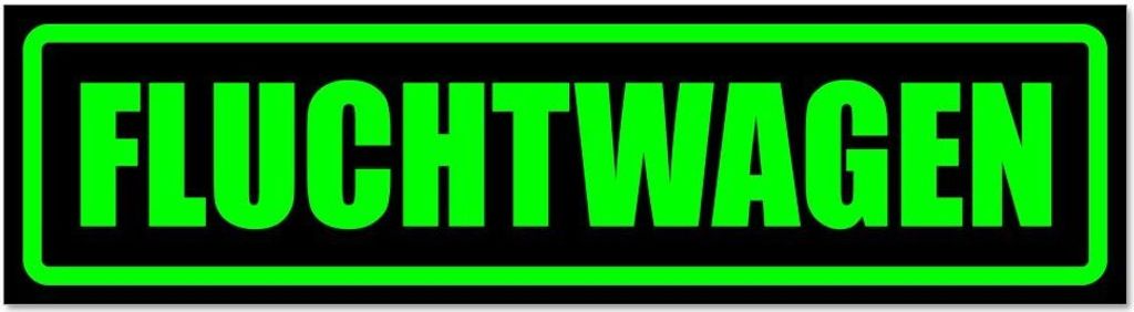 Kiwistar - Autoaufkleber - Grün - Schwarz - 60 x 16 cm - Fluchtwagen - Hinweis Aufkleber Sticker für Auto, Kfz, Fahrrad, PKW, LKW