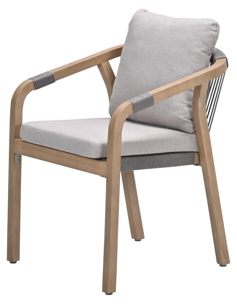 Garden Impressions Santos Dining Stuhl - Akazienholz mit white wash - rope taupe - grey sand