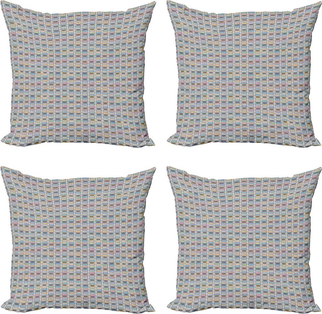 ABAKUHAUS Abstrakt Kissenbezug Set (4 Stück), Pastell Simplistic Motive, Moderner Doppelseitiger Digitaldruck, 40 cm x 40 cm, Mehrfarbig
