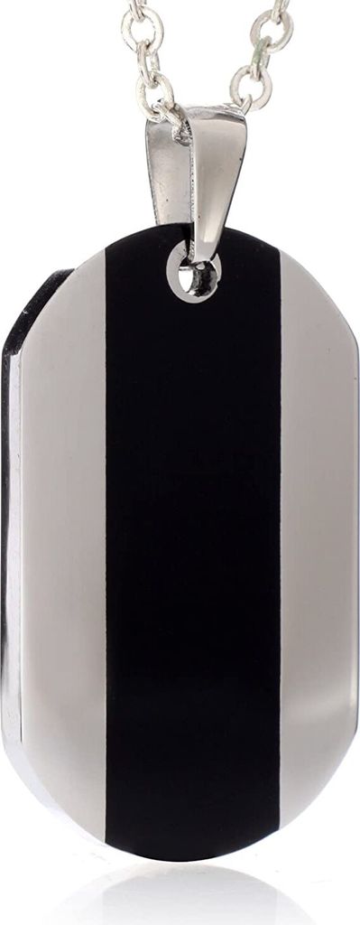 Edelstahl Anhänger Dog Tag mit Epoxy Schwarz und Edelstahl Produktbild 