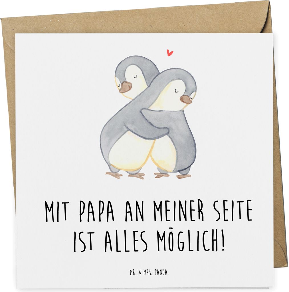 Mr. & Mrs. Panda Grußkarte Papa Möglichmacher - Weiß - Geschenk, Bedeutung, stark, Danke sagen, Vatertag, Freude machen, faltkarte, doppelkarte,...