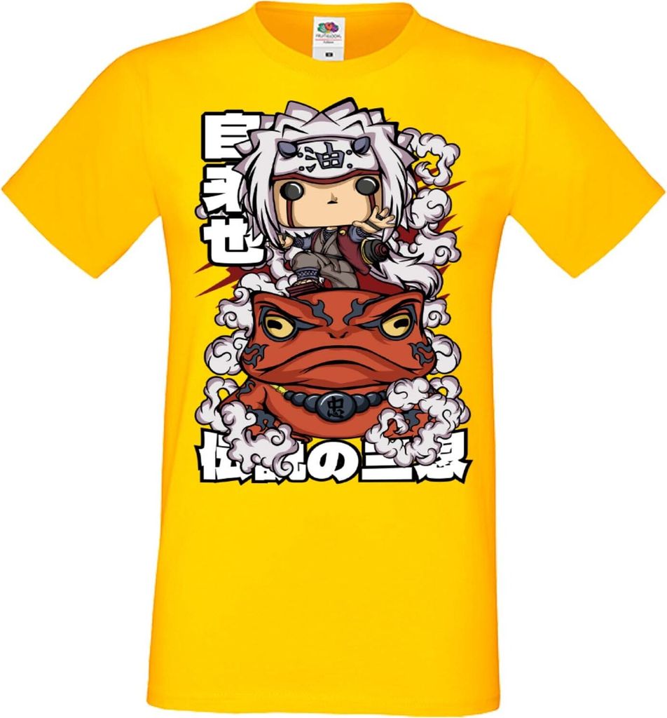 Herren T-Shirt Anime Manga Naruto Jiraya 01 Pervy Sage, Man L / Gelb