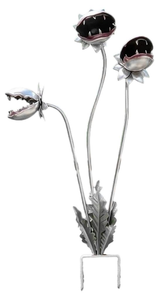 Metallener Gartenstecker in Form einer fleischfressenden Pflanze, 63,5 cm (25 Zoll) große Venusfliegenfalle-Skulptur, dekorative Gartendekoration ...