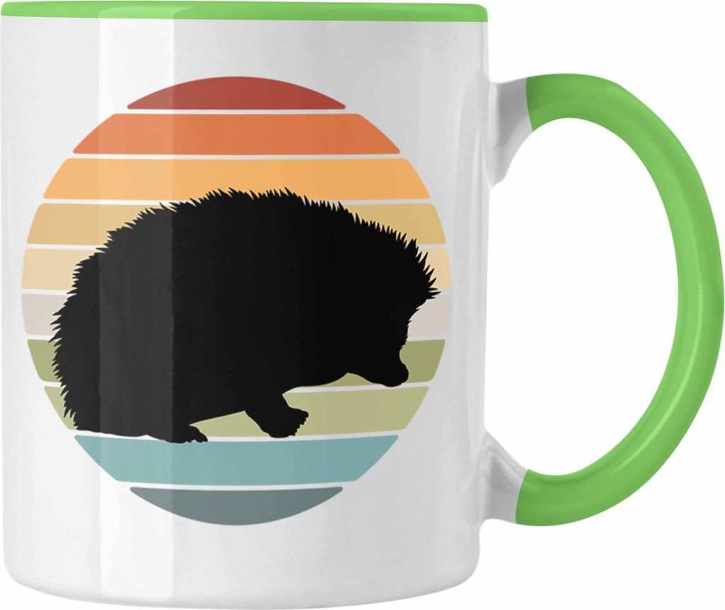 Trendation - Igel Retro Vintage Tasse Geschenk Igel-Besitzer Igel-Züchter Geschenkidee (Grün)