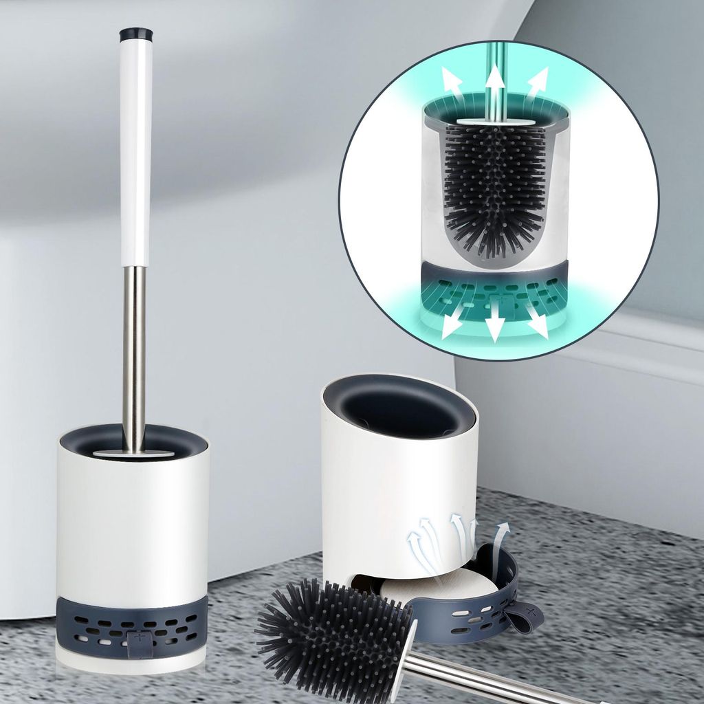Fiqops Silikon Toilettenbürste 2 in 1 Wandmontage Steril WC Produktbild 