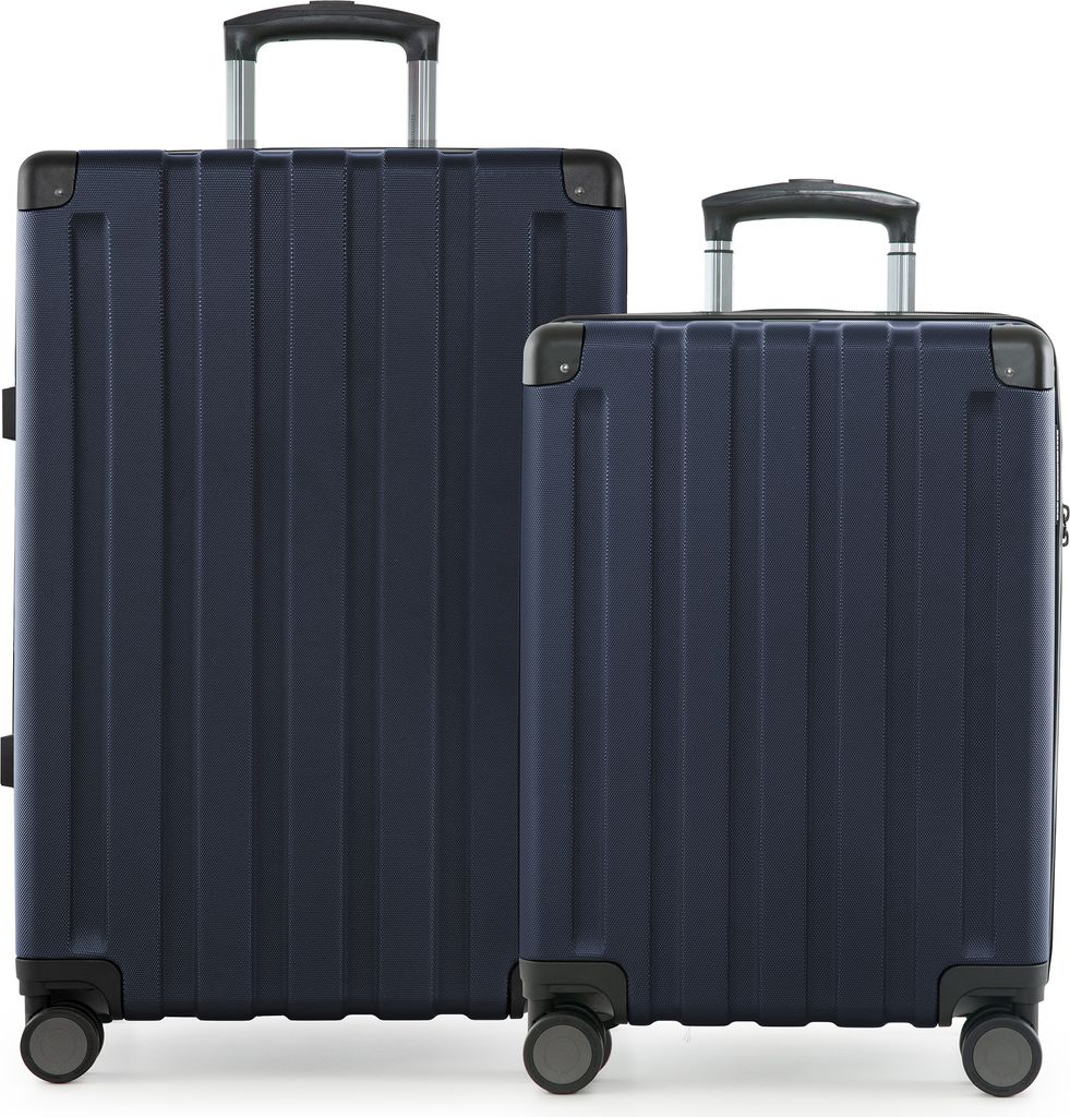 Q-Damm - 2er Koffer-Set Hartschalen-Trolleys mit Erweiterung 4 Doppelrollen, Koffer mit 4 Rollen, Bordkoffer + Check-In Gepäck, Hardshell Luggage,...