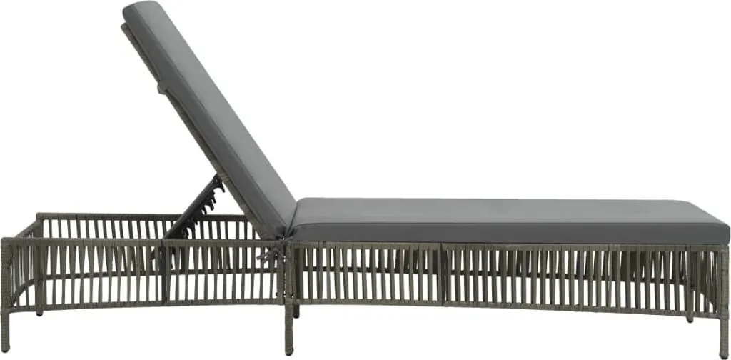 Lettino Prendisole In Polirattan Grigio Con Cuscino E Schienale Regolabile – VidaXL