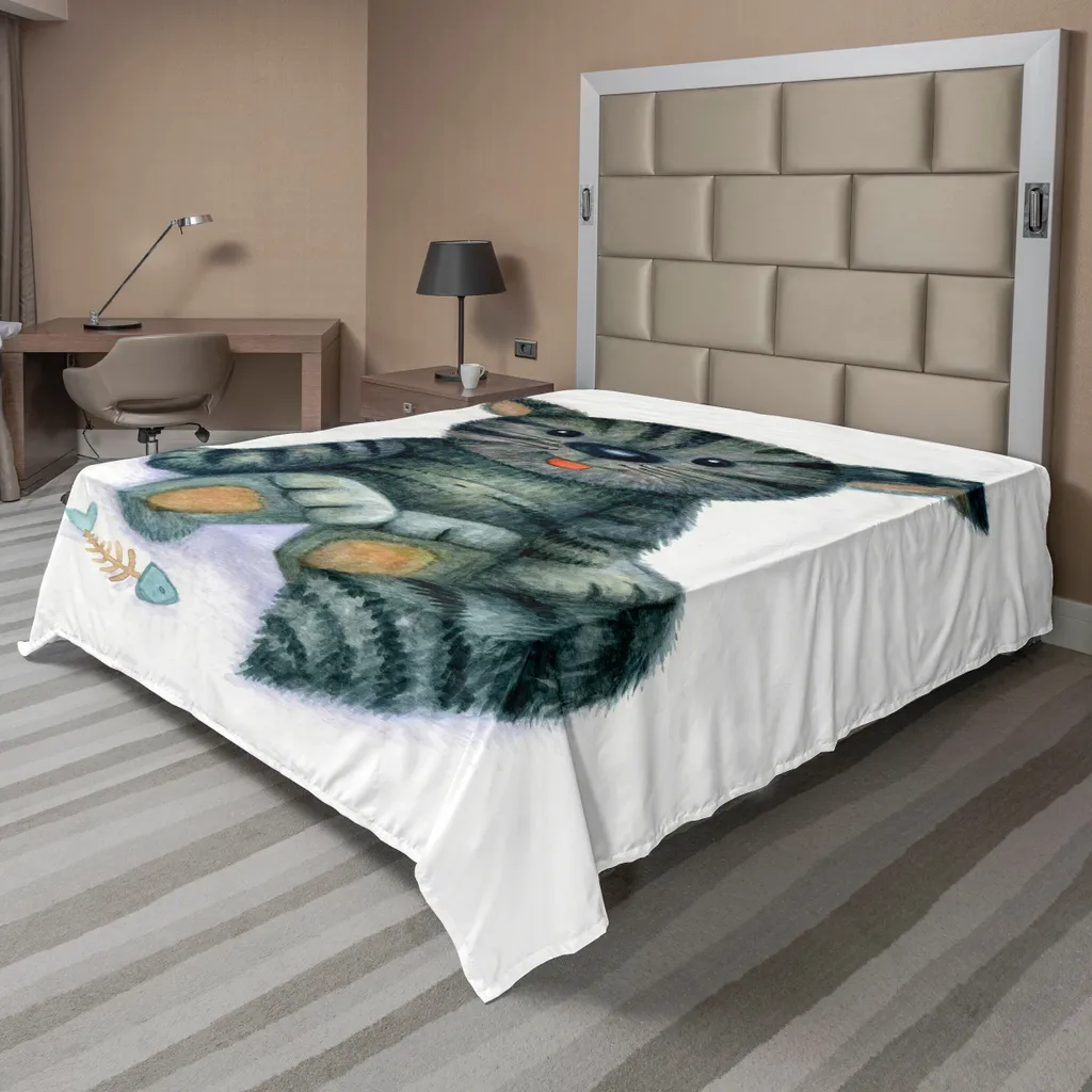 Lenzuolo Sopra ABAKUHAUS Gatto 1 Pezzo 275x260cm - Morbido e Facile