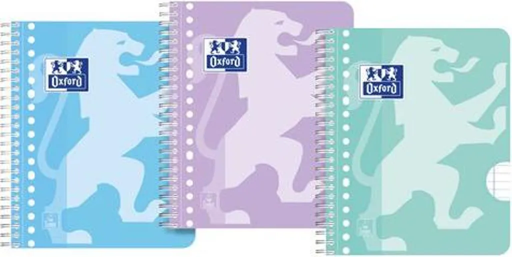 Bloc scolaire Oxford A5+ papier 80g ligné 17 trous pastel lot de 3