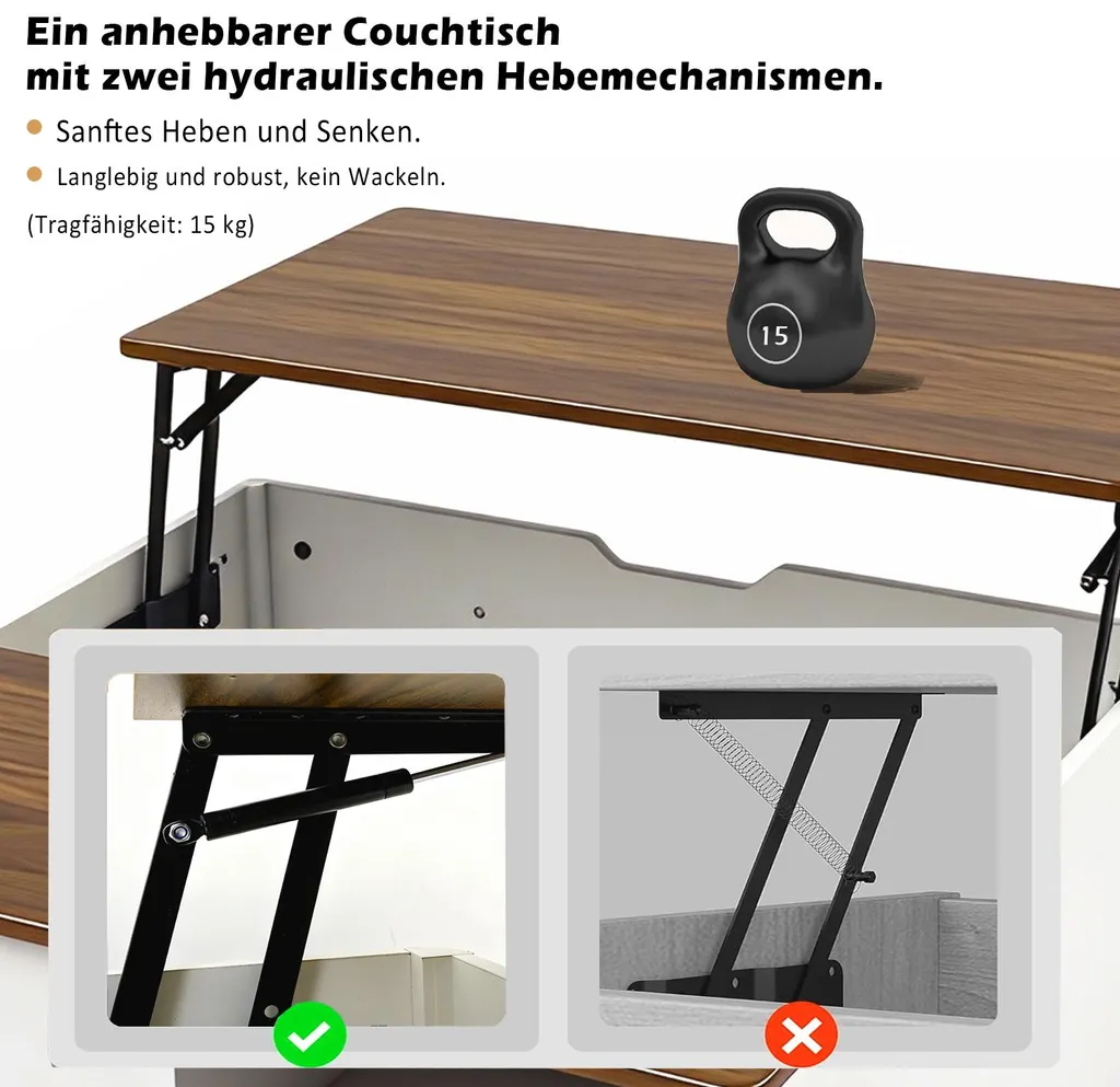 Table basse 80 cm à plateau relevable et portes magnétiques Puluomis - 6