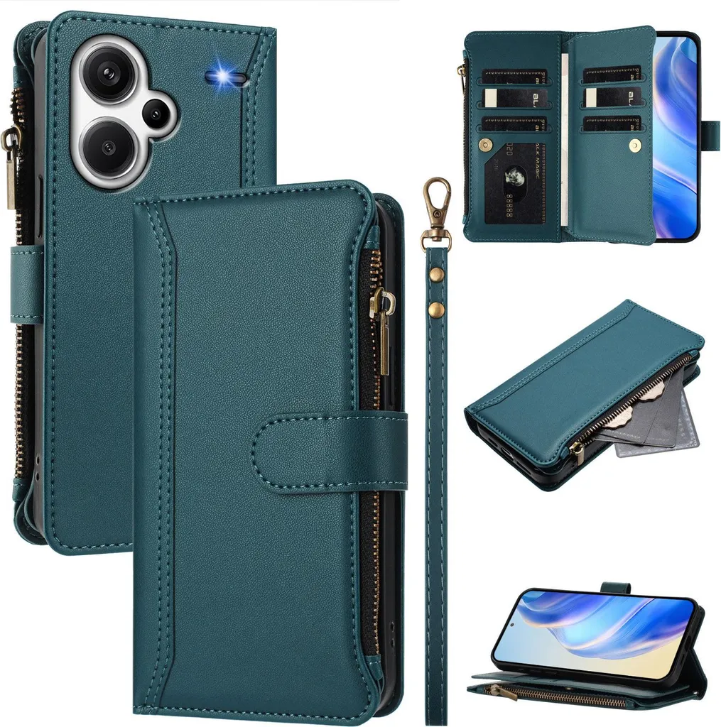Custodia Xiaomi Redmi Note 13 Pro+ Verde Portafoglio per Famiglia