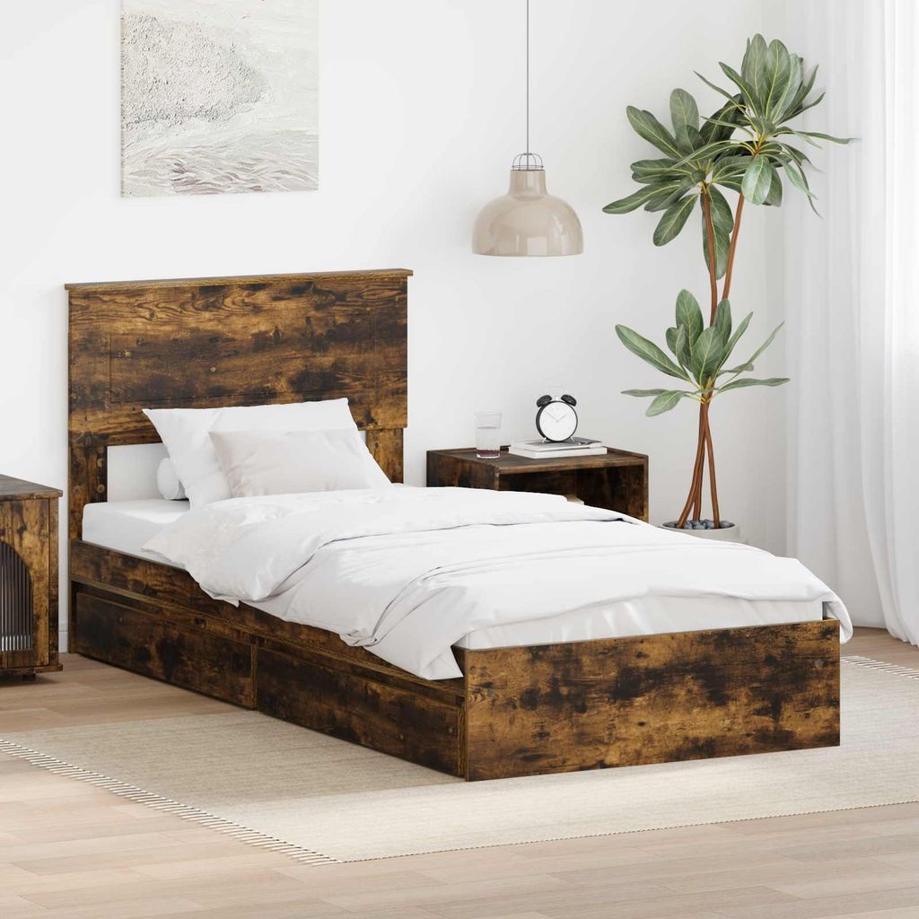 Maison Exclusive - Aufbewahrungsbett Geräucherte Eiche 90 x 200 cm Holzwerkstoff