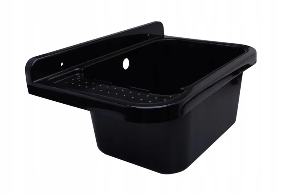 Évier de Buanderie Mural Compact Noir 50x34 cm - Idéal Petits Espaces