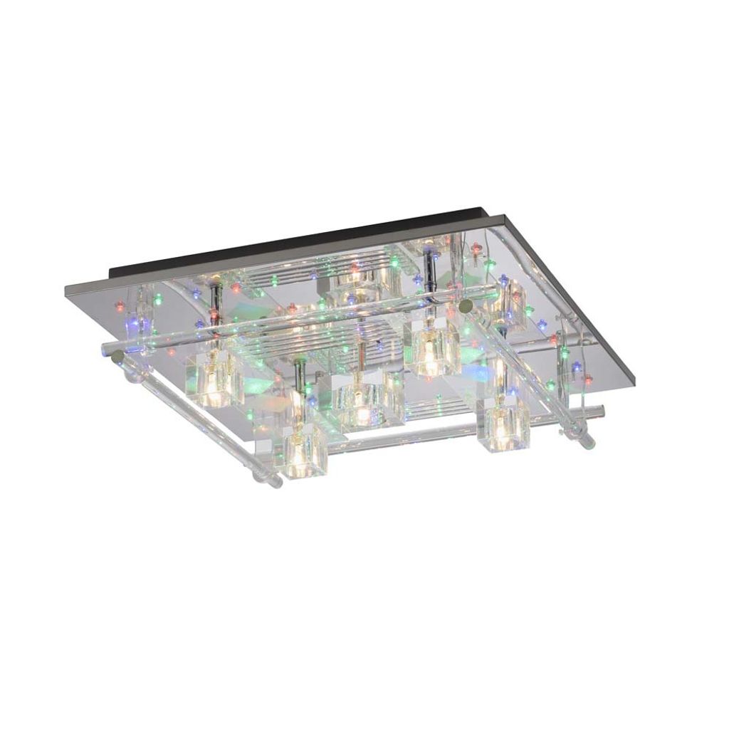 Plafoneiera a LED, telecomando, cambiacolori, vetro, L 50 Immagine del prodotto 