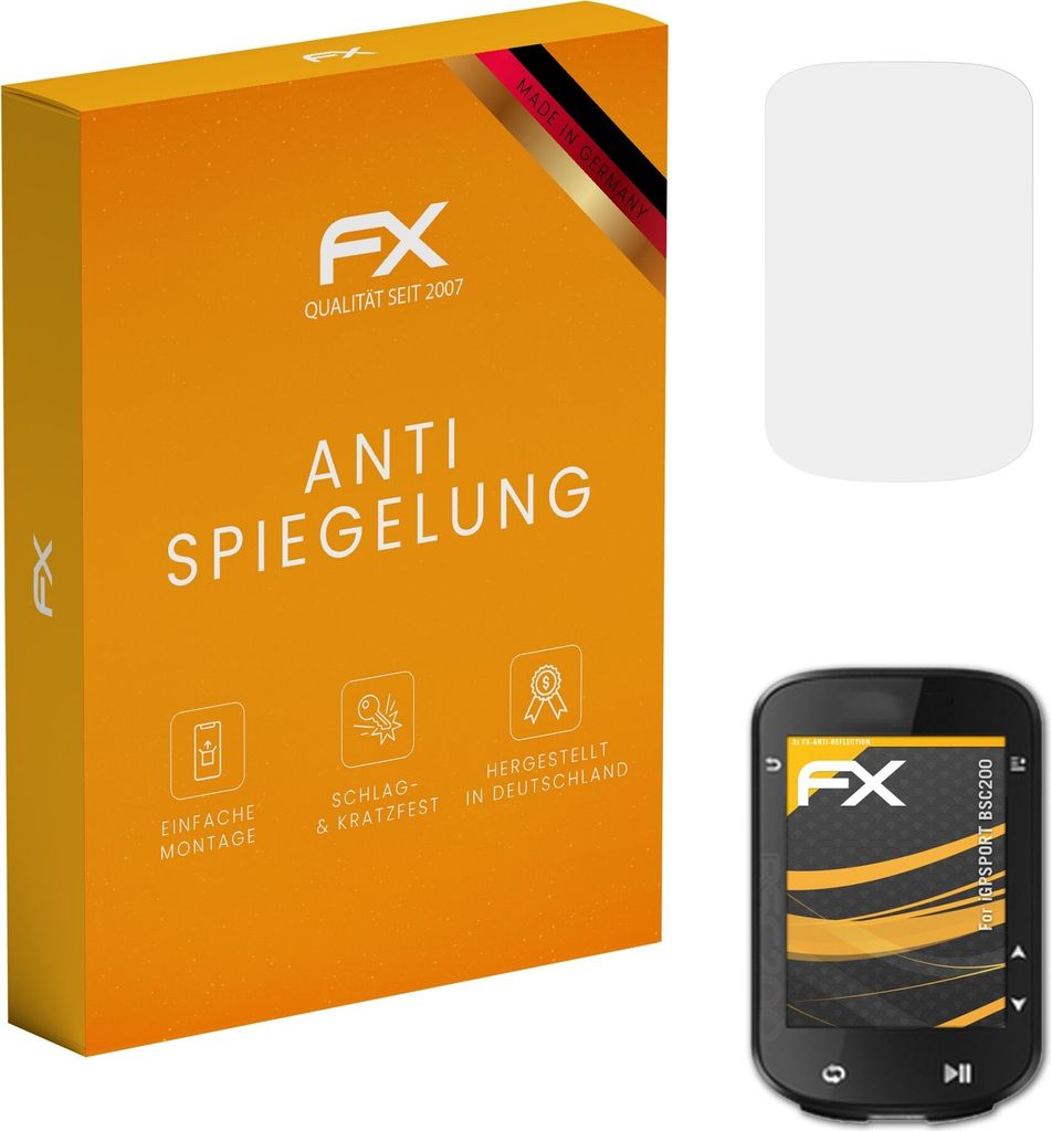 atFoliX FX-Antireflex 3x Schutzfolie kompatibel mit iGPSPORT BSC200 Displayfolie