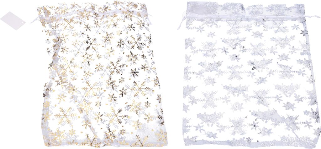 Beutel ORGANZA Schneeflocken 25x35 cm Weihnachten