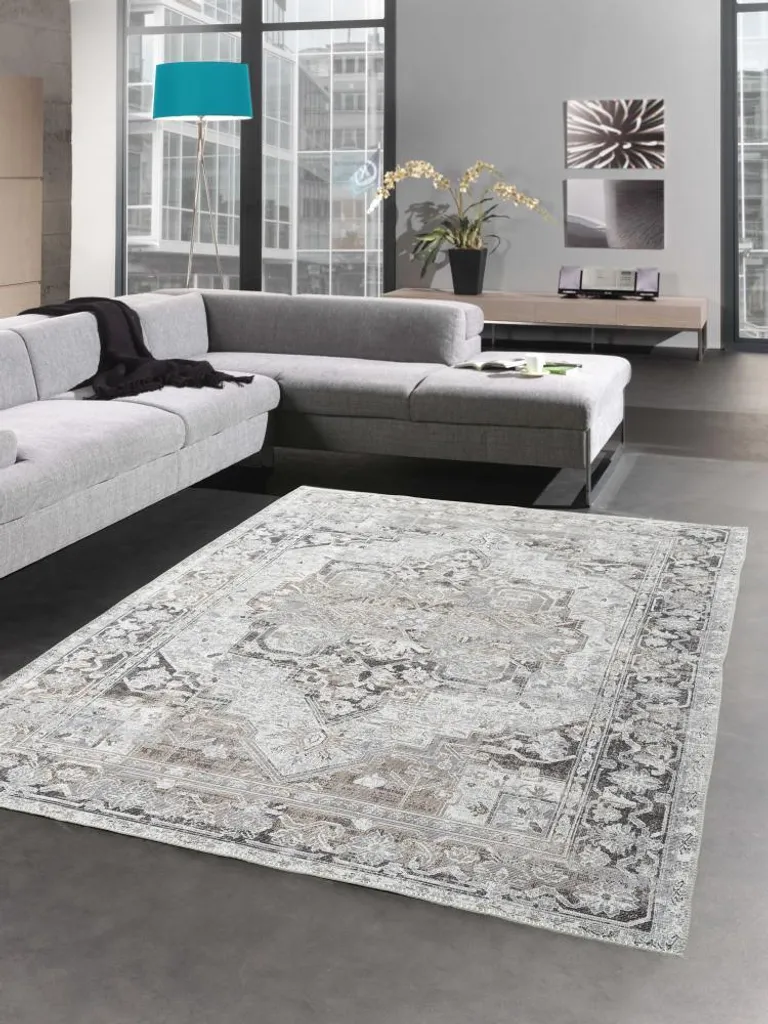 Tapis oriental gris crème décorations classiques 140x200 cm haut de gamme