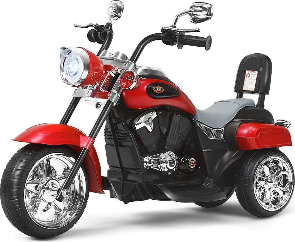 Moto Enfant Électrique 3 Roues Chopper Rouge & Noir - 91cm | 6V - 30W