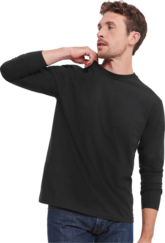 Russell - T-Shirt für Herren Langärmlig BC5188 (S) (Schwarz)