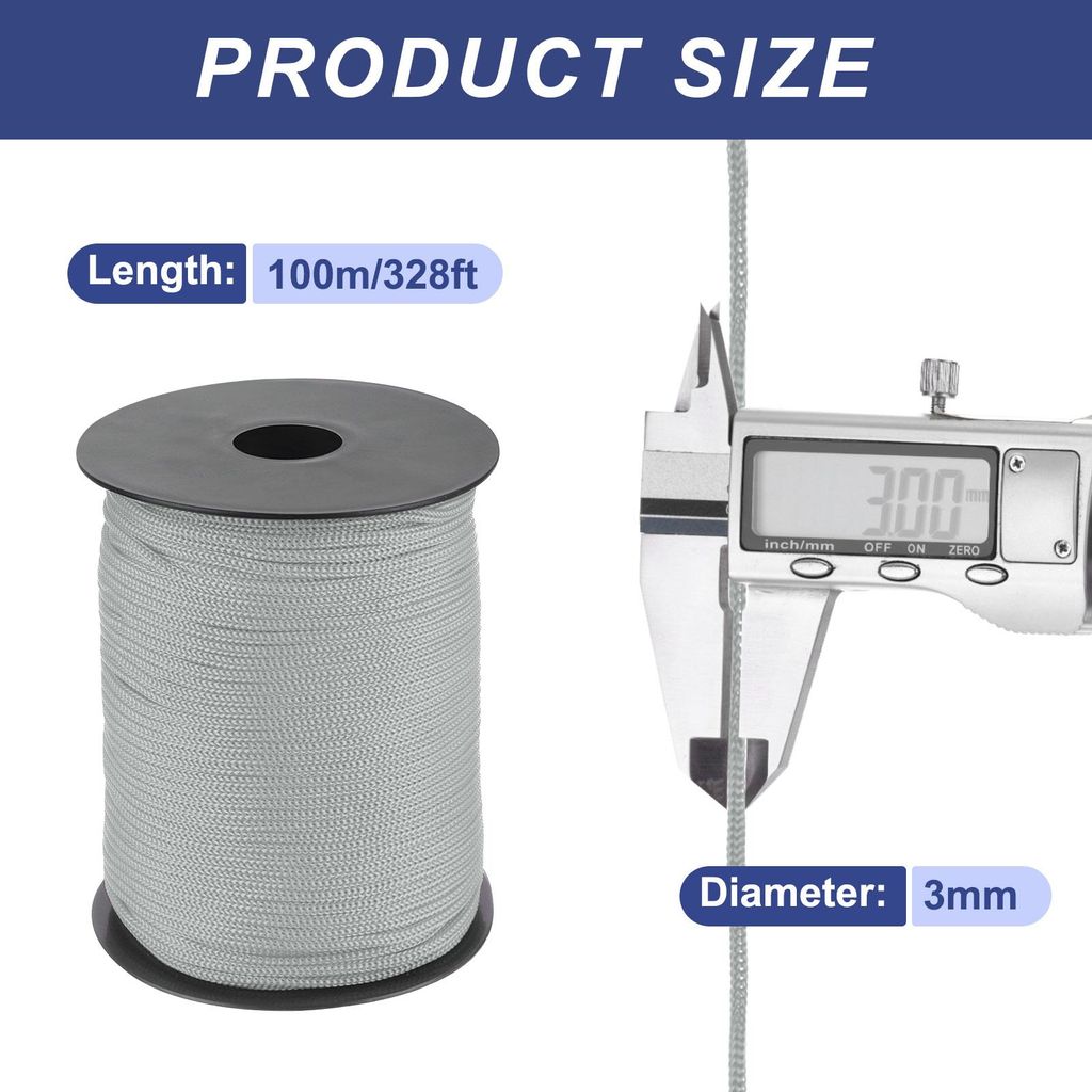 Polypropylen-Seil 3mm Polypropylenseil 10Om PP Flechtleine Textilseil Leine Nylonschnur Schnur Rei?feste Rope Kunststoffseil fš¹r W?scheleine Cam...