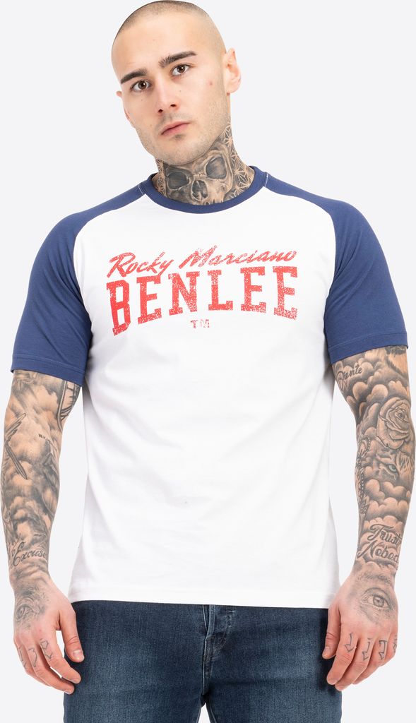 Herren T-Shirt normale Passform EVERET White/Navy/Red M BENLEE