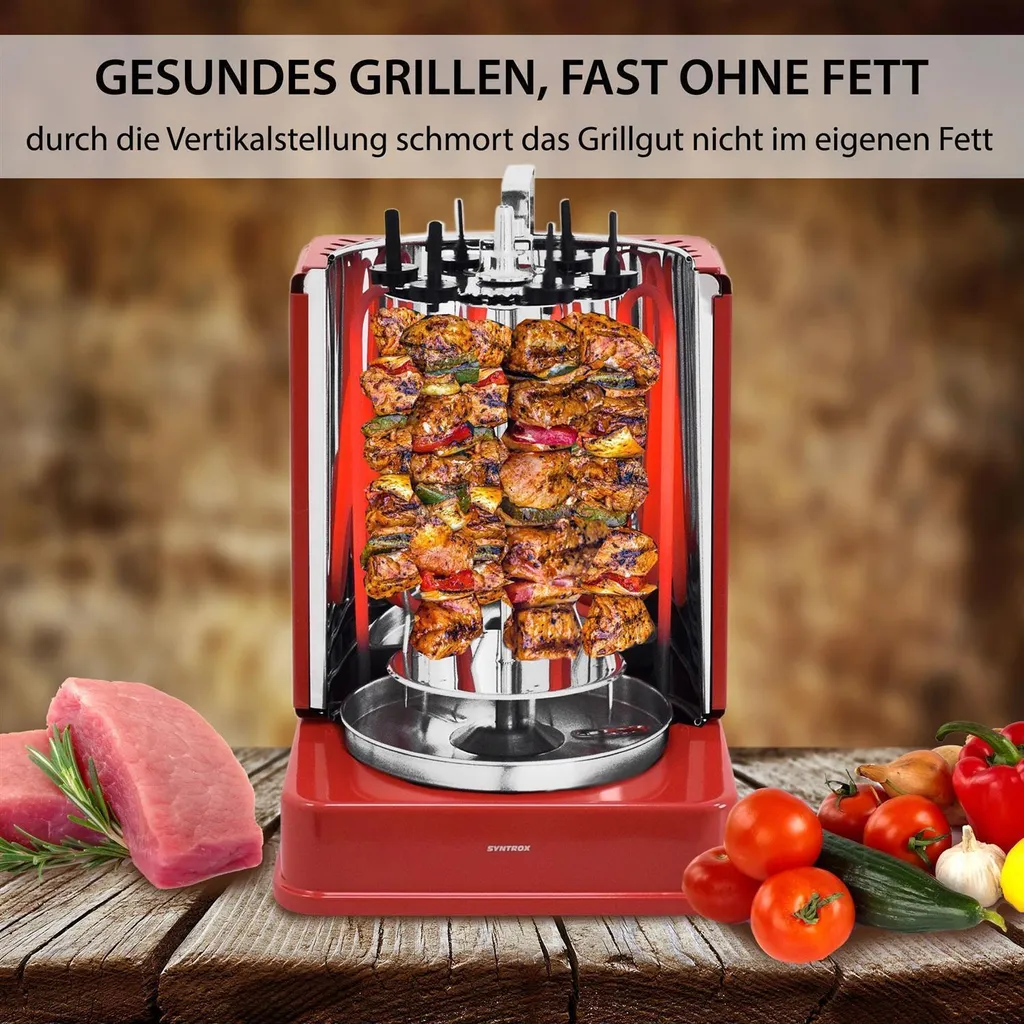 Rôtissoire à kebab Syntrox Germany 1400W rouge avec accessoires inclus - 5