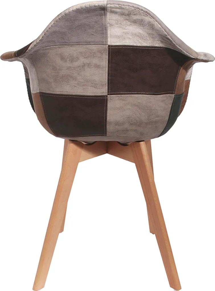 Fauteuil Patchwork Polyuréthane avec Pieds en Bois - Lot de 2 Assises - 4