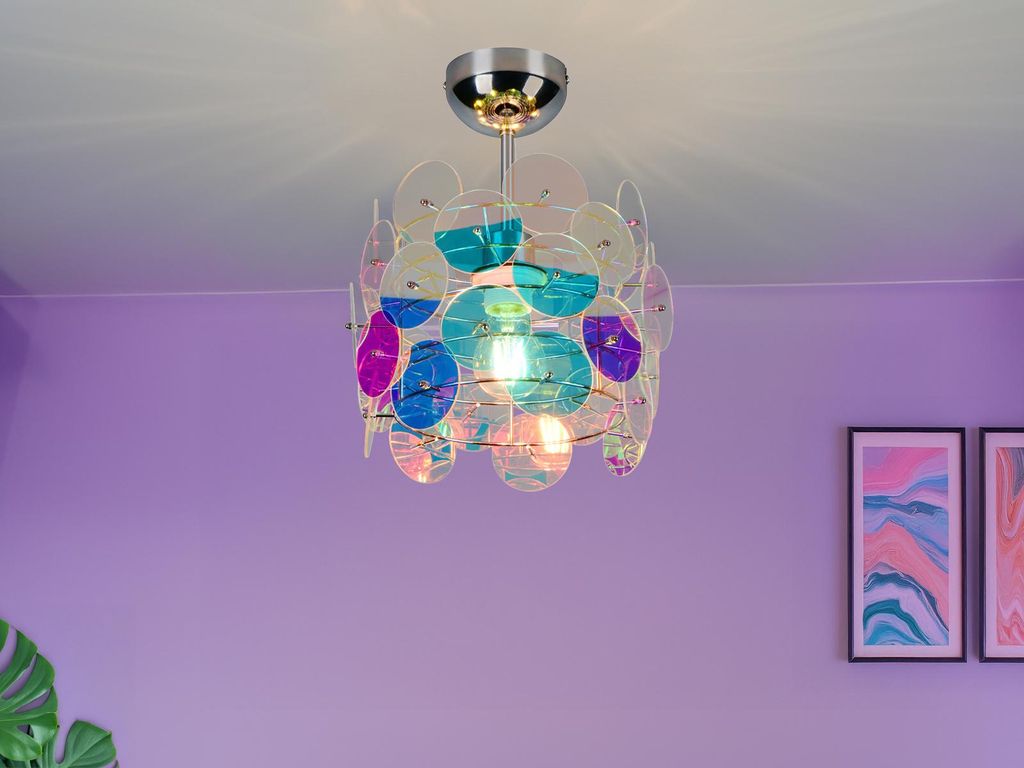 Kleine ausgefallene LED Retro Deckenleuchte aus irisierendem Kunststoff, Ø 25cm