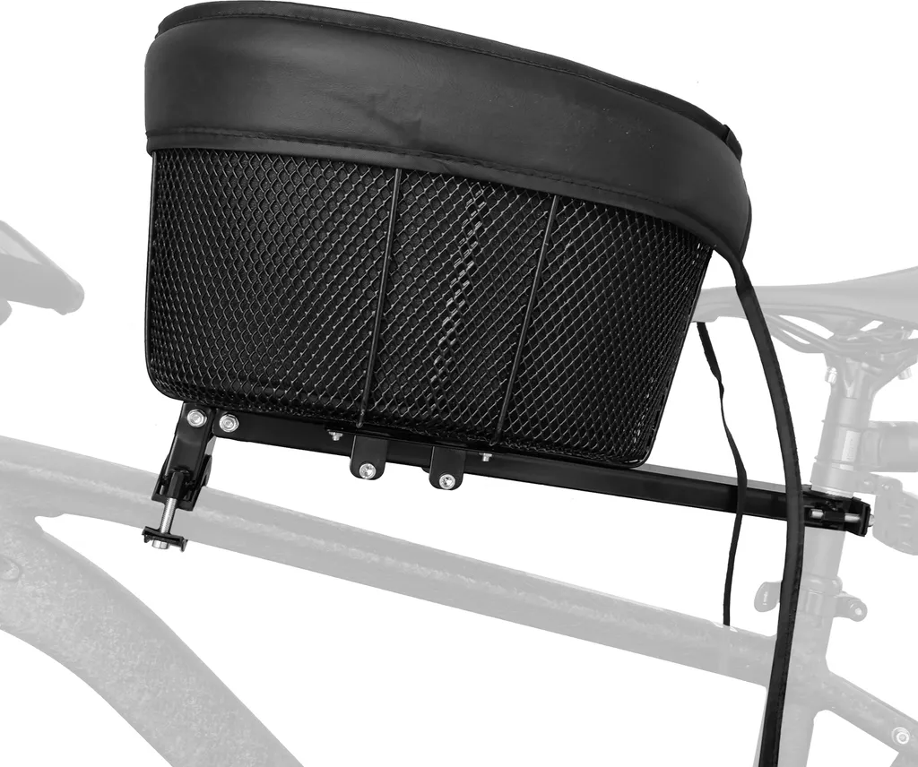 Panier à vélo pour chien noir avec ceinture de sécurité et doublure