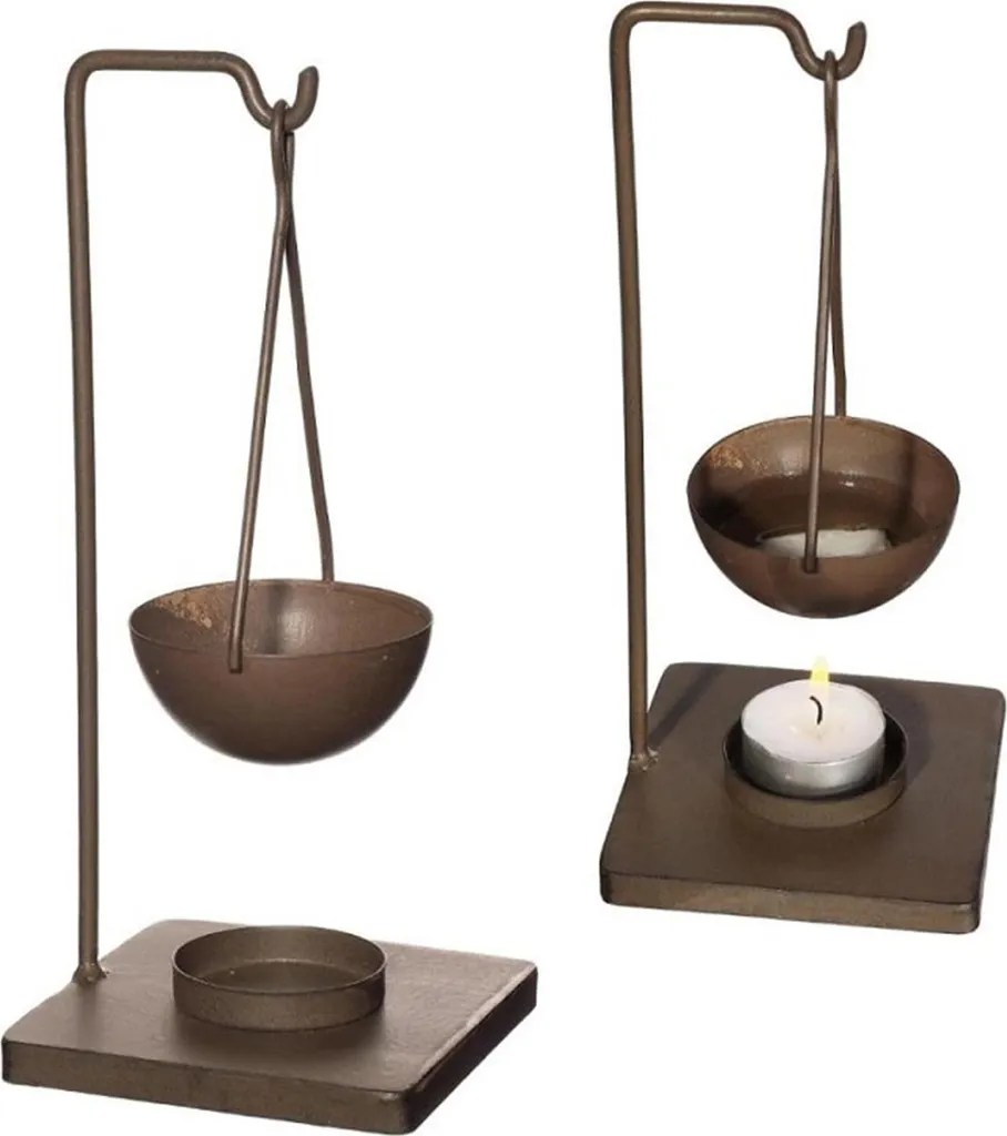 Grand Brûleur de Parfum Abeki 23 cm Brun Foncé - Design Minimaliste x2