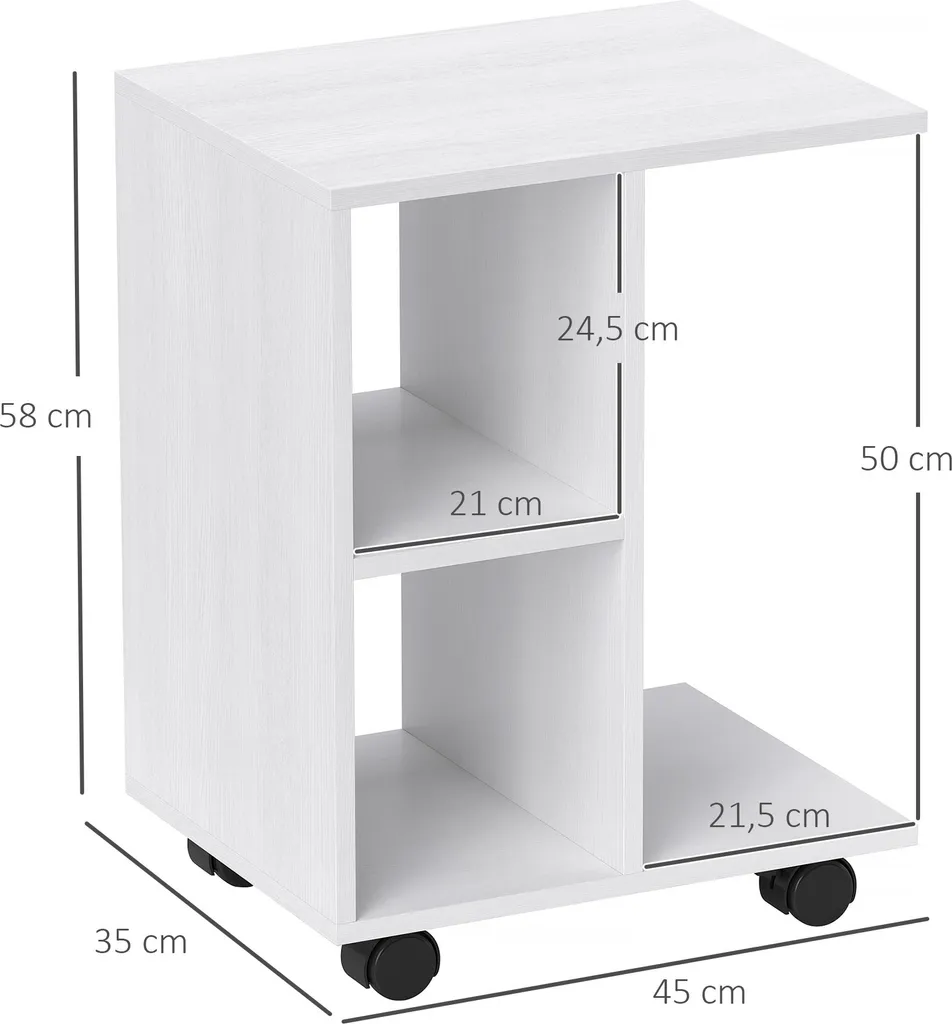 Table de lit blanche en C pour ordinateur, table d'appoint HOMCOM mobile