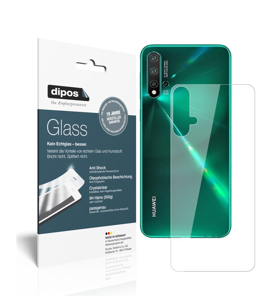 1x Schutzfolie für Huawei nova 5 Pro Rückseite - Anti-Shock 9H Folie dipos Glass Kunststoffglas
