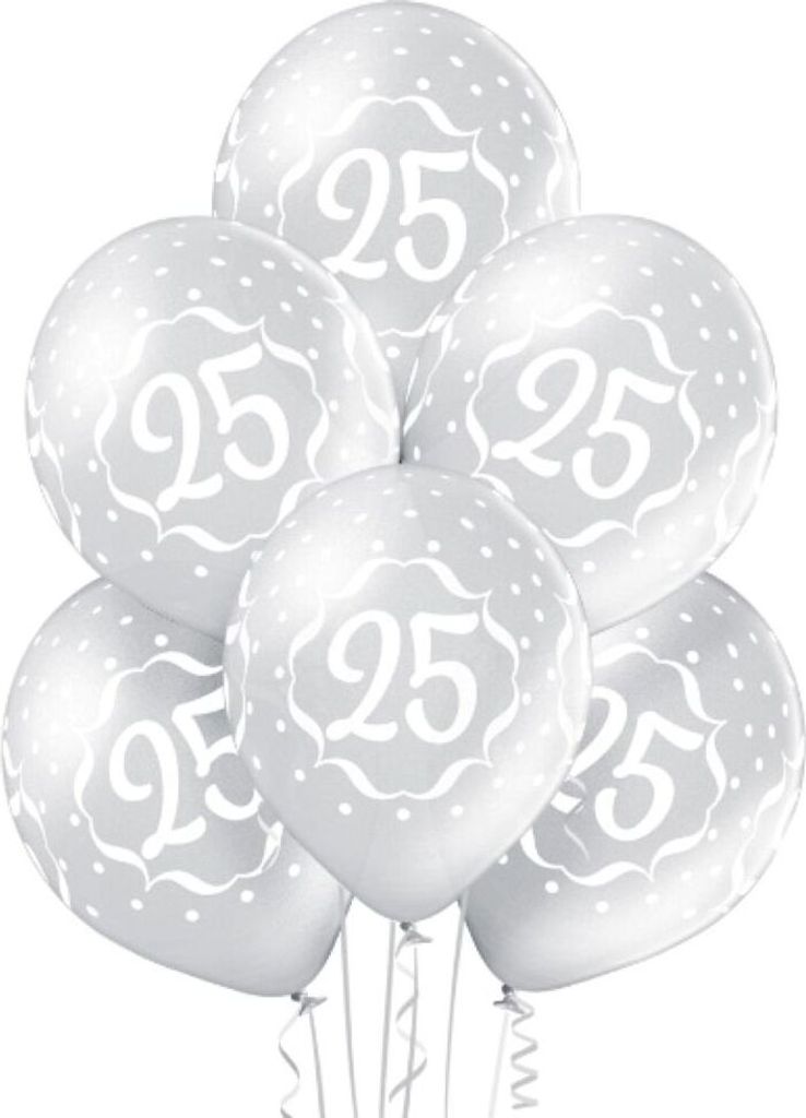 Luftballon Ø30cm Silberhochzeit #25 | 6 Stk.