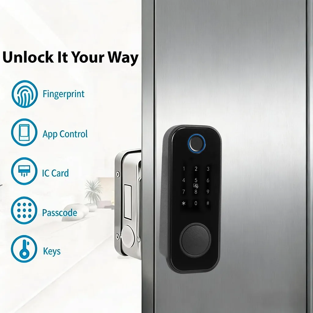Serrure intelligente double face avec lecteur d'empreinte digitale